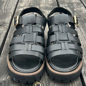 Black Fisherman Sandals with Buckle